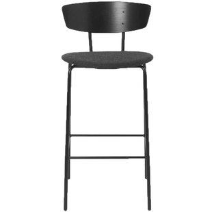 Ferm Living Herman Barkruk 64cm Met Zitkussen Zwart/donkergrijs