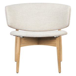 Ferm Living Herman Fauteuil Met Zitkussen Natural Oak Off-white Boucl&eacute;