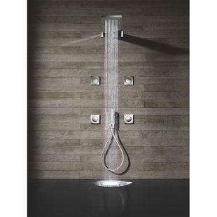 Hotbath Mate Hoofddouche - rechthoek - 16,5x53,7cm - waterval - cascade - Geborsteld gunmetal PVD M193BGP