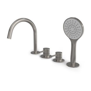 Hotbath Buddy Badrandcombinatie - met uitloop - één hendel mengkraan - Geborsteld nikkel B173GN
