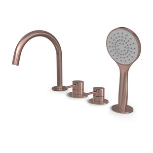 Hotbath Buddy Badrandcombinatie - met uitloop - één hendel mengkraan - Geborsteld koper PVD B173BCP