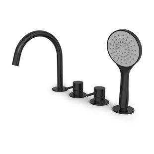 Hotbath Buddy Badrandcombinatie - met uitloop - één hendel mengkraan - Geborsteld zwart PVD B173MBP