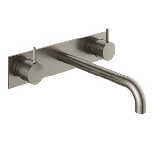 Hotbath Cobber afbouwdeel wastafelmengkraan met achterplaat en 25 cm uitloop geborsteld nikkel CB006TEXT25GN