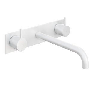 Hotbath Cobber afbouwdeel wastafelmengkraan met achterplaat en 25 cm uitloop mat wit CB006TEXT25WH