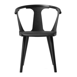 &amp;tradition InBetween Stoel Zwart Gelakt Eik Zitkussen Leder Silk Black