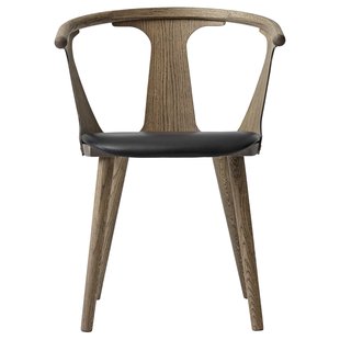 &amp;tradition In Between Stoel Gerookt Eiken Zitkussen Zwart Silk Leer