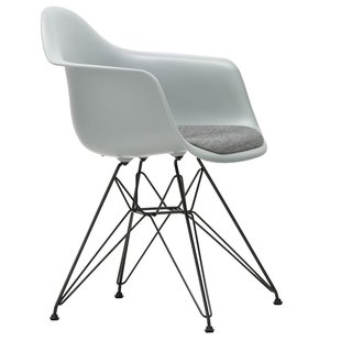 Vitra Eames DAR Stoel Vast Zitkussen Nero Lichtgrijs