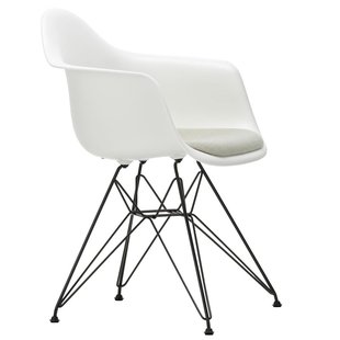 Vitra Eames DAR Stoel Vast Zitkussen Warmgrey/ivory Wit