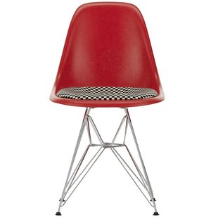 Vitra Eames DSR Stoel Fiberglass Vast Zitkussen Classic Red