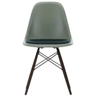 Vitra Eames DSW Stoel Fiberglass Vast Zitkussen Petrol Sea Foam