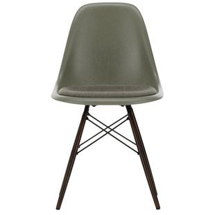Vitra Eames DSW Stoel Fiberglass Vast Zitkussen Warm Grey Umber