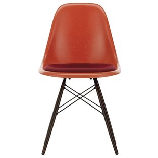 Vitra Eames DSW Stoel Fiberglass Vast Zitkussen Red Red Orange