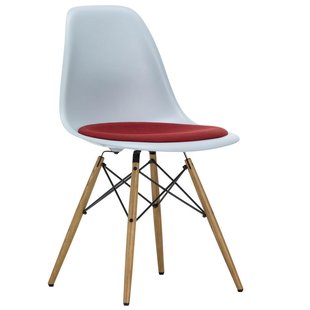 Vitra Eames DSW Stoel Vast Zitkussen Red/moorbrown Ijsgrijs