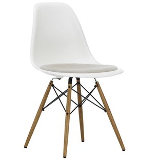 Vitra Eames DSW Stoel Vast Zitkussen Warmgrey/ivory Wit