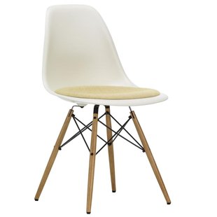 Vitra Eames DSW Stoel Vast Zitkussen Mustard/ivory Pebble