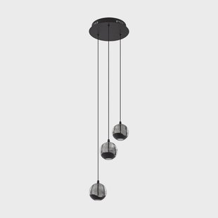 Hayley LED hanglamp met 3-lamps, zwart glas Lucande - Woonkamer - Designer - Meerdere lampen