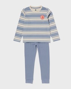 HEMA Kinderpyjama rib strepen blauw (blauw)