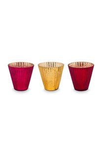 Pip Studio Set/3 Theelichthouders Glas Rood 10cm