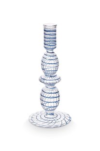 Pip Studio Kaarsenhouder Glas Swirl Donkerblauw 20cm