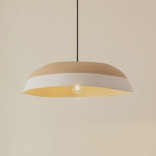 Lindby hanglamp Caliva, Ø 60 cm, beige/wit, henneptouw