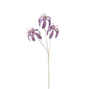 Kunstbloem gloriosa - goudkleurig/paars - 60 cm