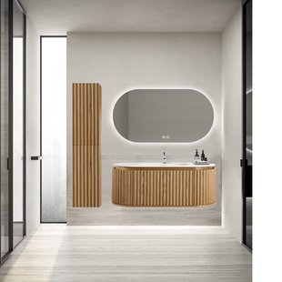 Badkamermeubelset BWS Benthe 1 Lade Greeploos Soft Close 99x42x52,5 cm Naturel Eiken