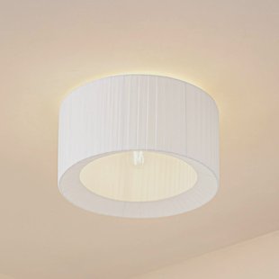 Lindby plafondlamp Virelle, wit, textiel, Ø 40 cm, E27