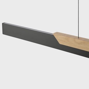 Brilliant LED hanglamp Arcus, zwart/bruin lengte 121 cm metaal/hout
