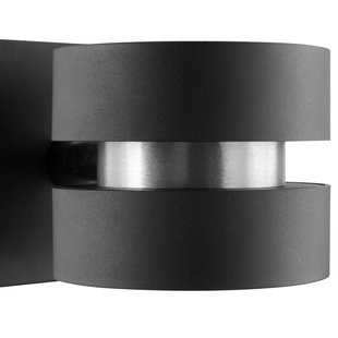 Brilliant LED wandlamp Glow-Sphere, zwart, Ø 13 cm, metaal, 2-lamps.