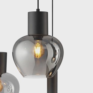 Brilliant Hanglamp Ligari, zwart/rookgrijs, lengte 126 cm, glas