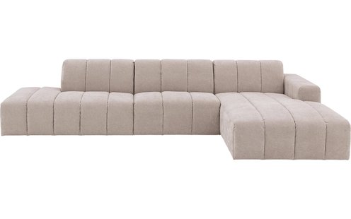 Goossens Bank Lewis beige, stof, modern design met chaise longue rechts