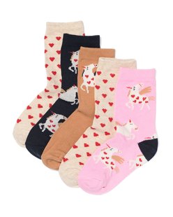 HEMA Kindersokken sprookje - 5 paar donkerblauw (donkerblauw)