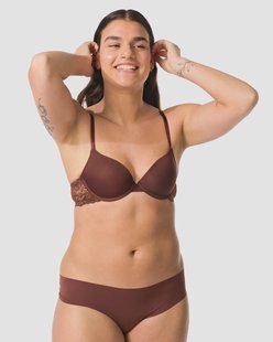 HEMA Damesbrazilian micro met kant donkerbruin (donkerbruin)