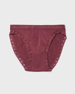 HEMA Damesslip naadloos micro met kant bordeauxrood (bordeauxrood)