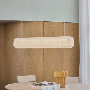 Northern LED hanglamp Tradition lineair, textiel, offwhite