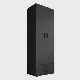 Meubella - Kledingkast Brussel - Antraciet - 74 cm - Met lades