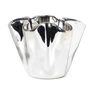 Vaas golf - zilverkleurig - 24x22x17.7 cm