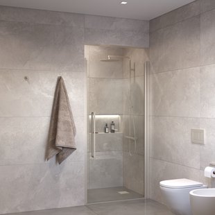 Sanivo Suno Nisdeur draaideur 90 cm RVS Look Helder Glas 8 mm Nano