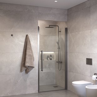 Sanivo Suno Nisdeur draaideur 100 cm Gunmetal Helder Glas 8 mm Nano