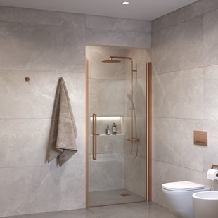 Sanivo Suno Nisdeur draaideur 70 cm Geborsteld Brons Helder Glas 8 mm Nano