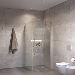 Douchecabine Sanivo Suno Helder Glas Met RVS Look Profiel (Alle Maten)