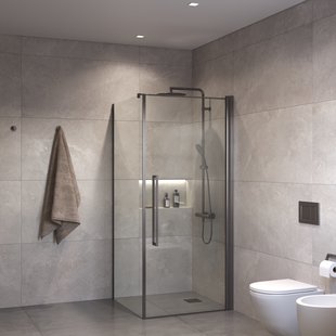 Douchecabine Sanivo Suno Helder Glas Met Gunmetal Profiel (Alle Maten)