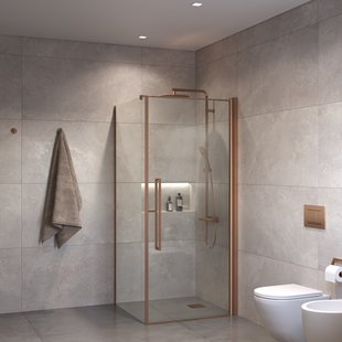 Douchecabine Sanivo Suno Helder Glas Met Geborsteld Brons Profiel (Alle Maten)