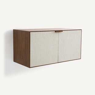 2-deurs kastje, notenhoutfineer en stof, Aldon