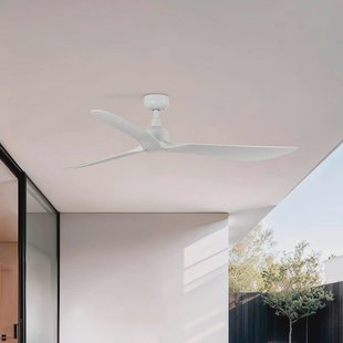 FARO BARCELONA Plafondventilator Outwood, wit, DC, stil, Ø 150 cm, IP44