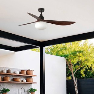FARO BARCELONA Plafondventilator met licht Outwood, bruin, DC, stil, Ø150cm
