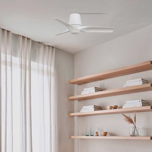 FARO BARCELONA LED plafondventilator Hey, wit, DC, stil, Ø 90 cm, CCT