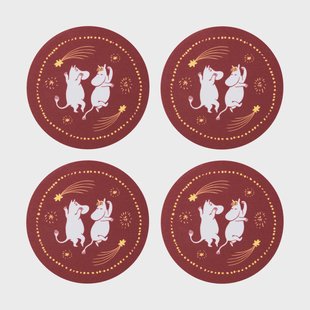 Moomin Arabia Feestelijke momenten glazenonderzetters 4-pack Ø9 cm