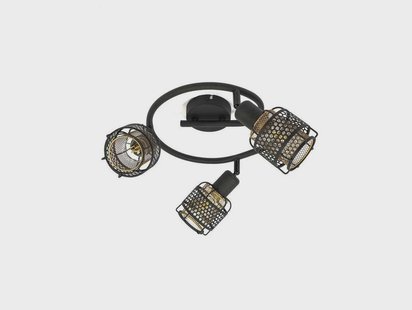 Eudoria 3 Round Plafondlamp Black/Gold Lindby - Woonkamer - Modern - Metaal - Meerdere lampen