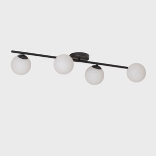 Glassy 4 Plafondlamp Linear Zwart/Opaal Euluna - Woonkamer - Modern - Meerdere lampen